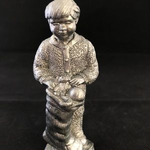 Ricker Christmas pewter Metal figure boy holiday